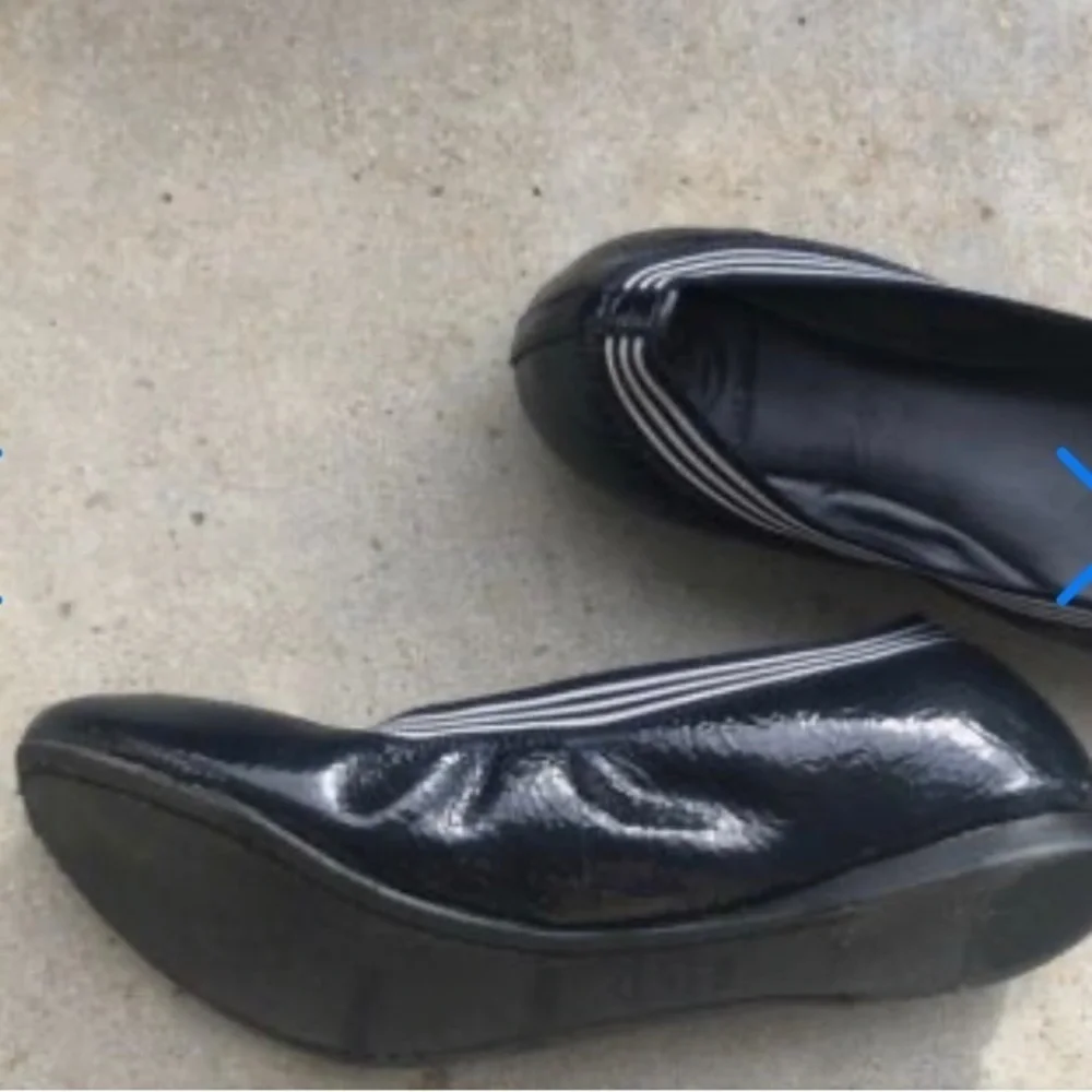 Tory Burch S 6 M CAROLINE Stripe Mestico Elastic Stripe BLACK Ballet Flat Shoe